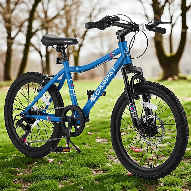 20 Inch Kids Mountain Bike for Boys & Girls Ages 6-12, 7-Speed Steel Frame with Front Suspension & Disc Brakes