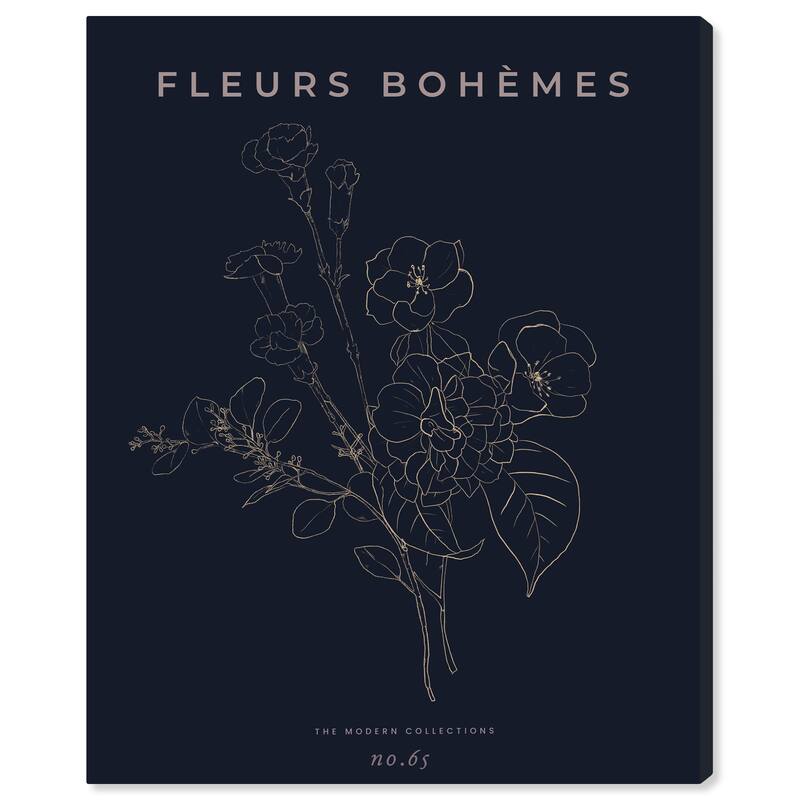 Wynwood Studio Canvas Floral and Botanical Modern Art Boheme Black and Light Gray Modern & Contemporary Wall Art Canvas Print