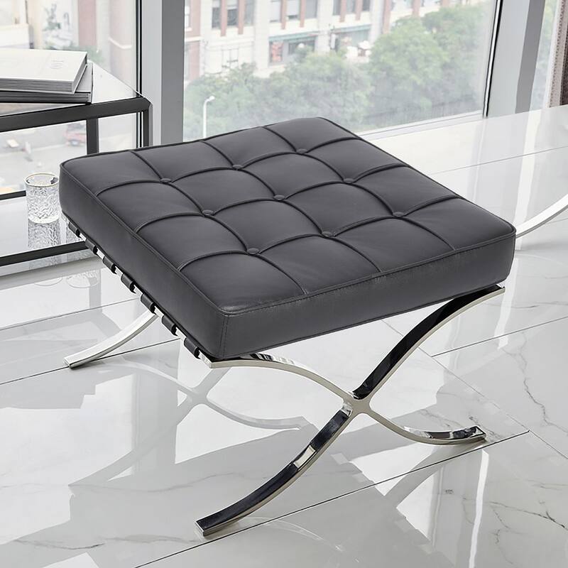 Momei Modern Leather Ottoman Foot Rest - Black