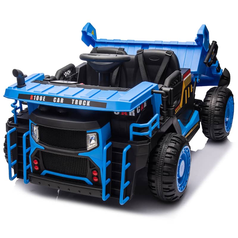 24V Two-seater Kids Ride On Electric Car W/parents control,Seat width 19.69in,E-rear dump,For Kids Aged 3+