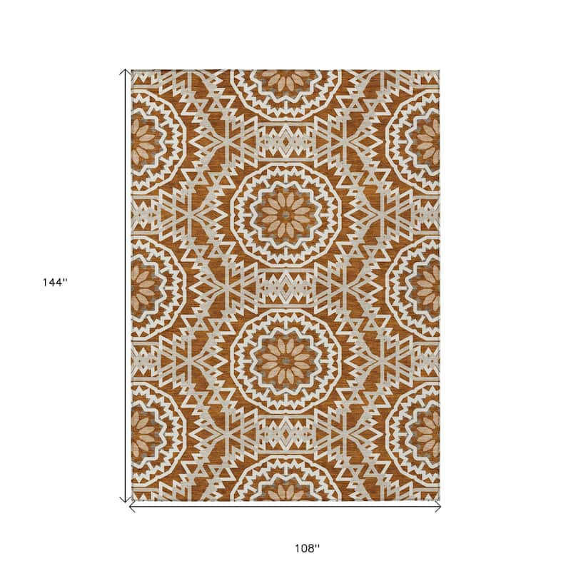 HomeRoots Floral Medallion Transitional Rectangle Outdoor Rug