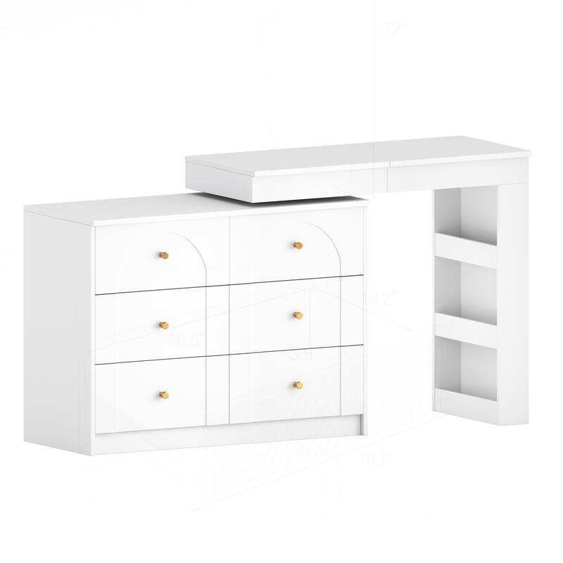 Versatile Vanity Desk with Mirror and Abundant Storage for Bedroom