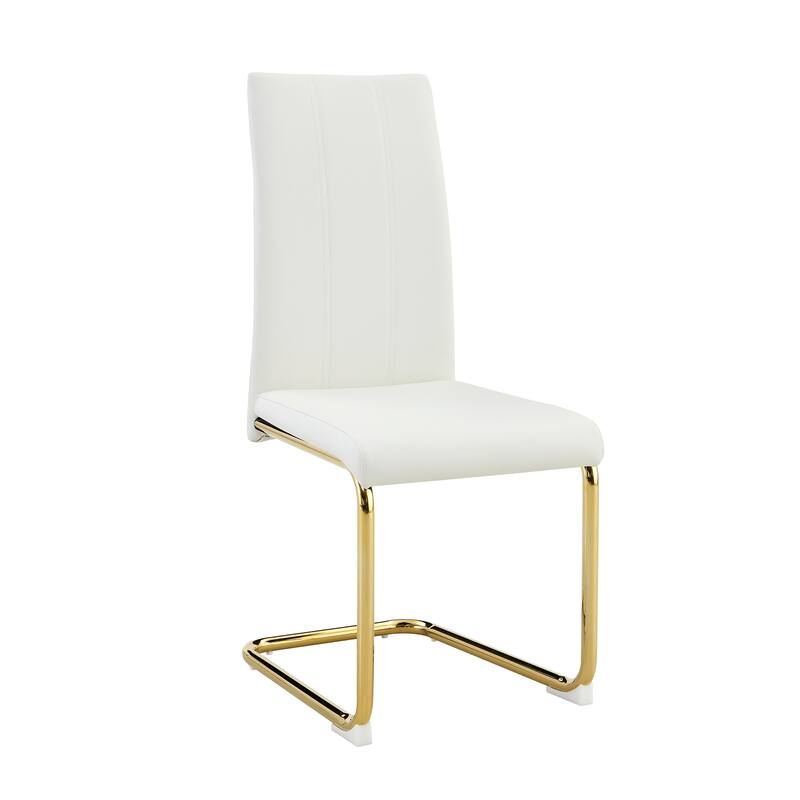 4-Pack PU Upholstered Dining Chairs - Modern High-Back Side Chairs with Luxury Gold-Plated Iron Tube Legs for Dining Room