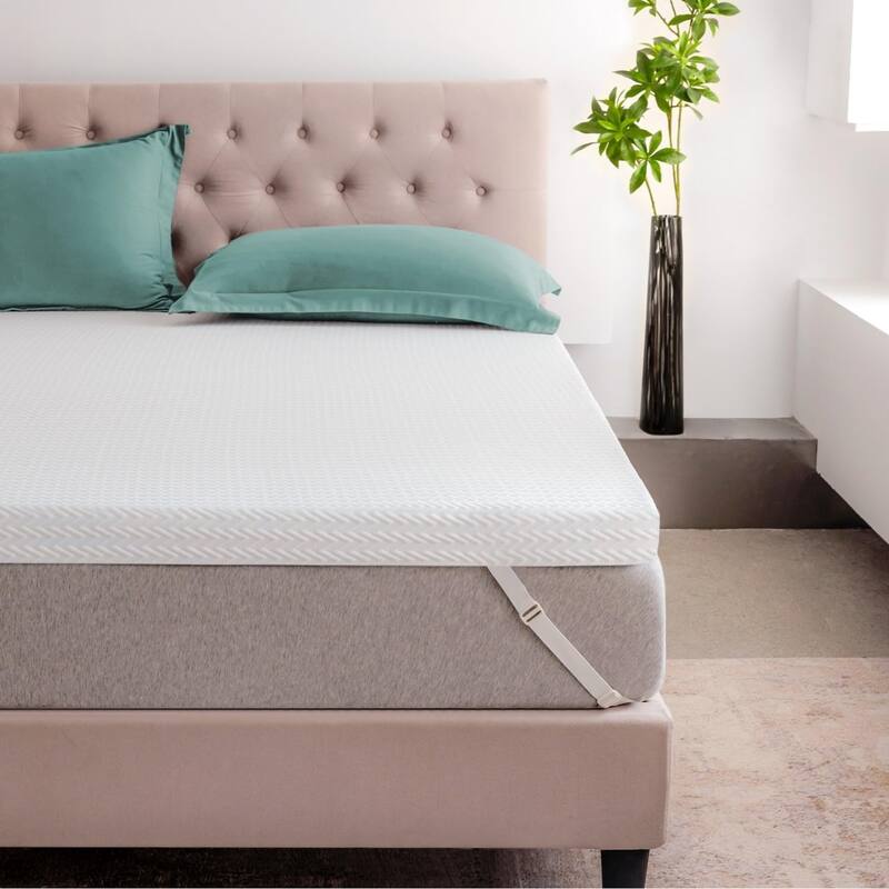 3 in. Gel Memory Foam Cooling Mattress Topper with Removable and Washable Cover - White - Twin