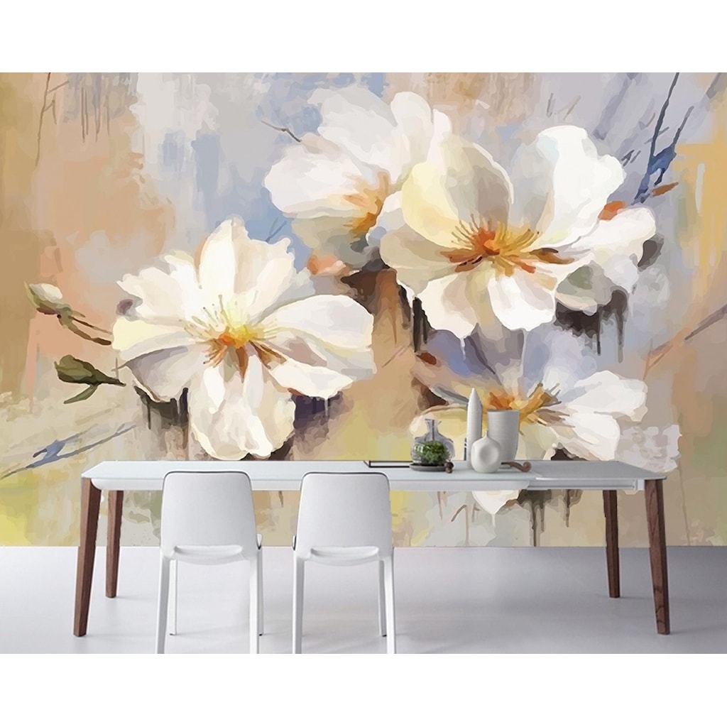 GK Wall Design Floral White Blossom Removable Wallpaper