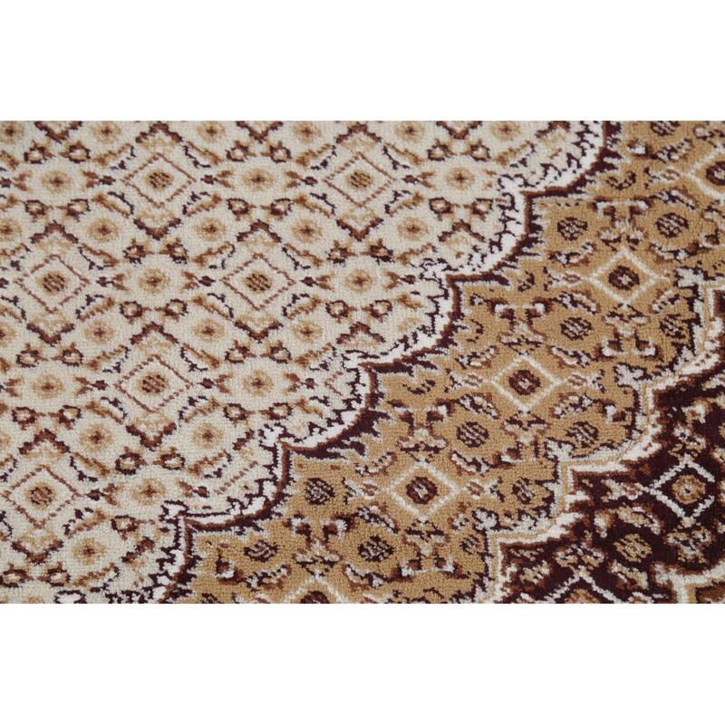 Traditional Tabriz Turkish Area Rug Beige Machine Made Carpet - 6'10" x 9'9"