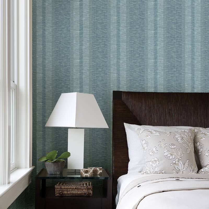 A-Street Prints Pezula Teal Texture Stripe Wallpaper