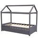 preview thumbnail 9 of 7, Pine Wood+MDF+Upholstery Easy Assembly 2 Beds in 1 Twin Size House Platform Bed with Trundle.