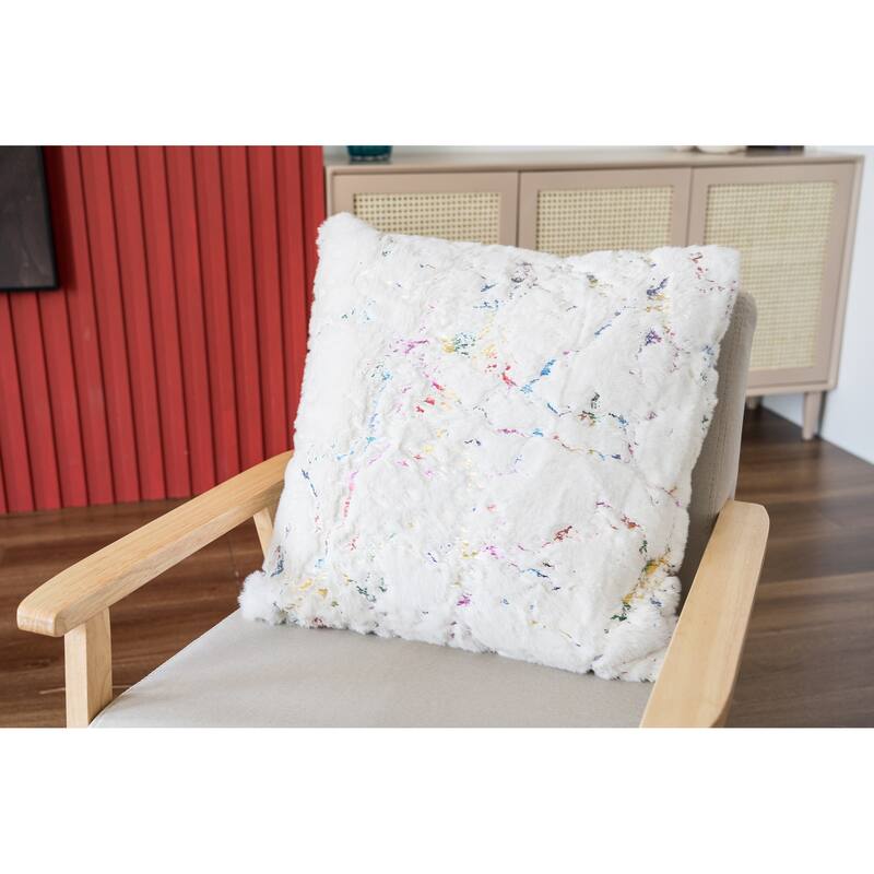 Chryso Collection Faux Fur Pillow with Foil Accents