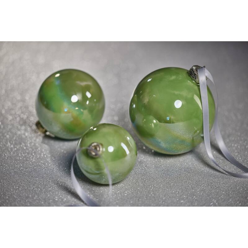 Solid Luster 4" Glass Ball Ornaments, Set of 6