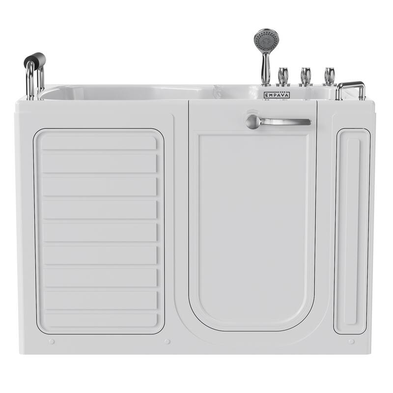 54 in.Right Drain Walk-in Soaking Bath Tub with Outward Opening Door in White - 53"