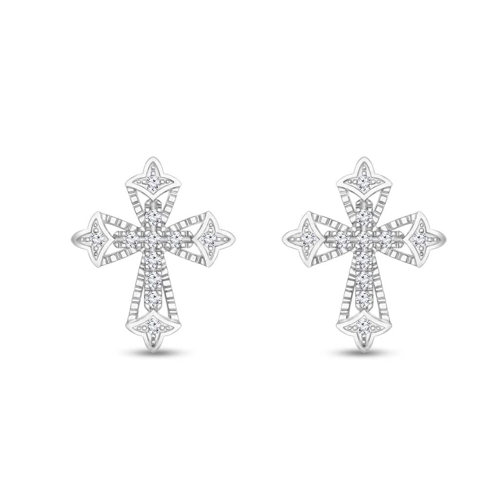 1/10 Cttw Natural Diamond 10KT White Gold Earrings