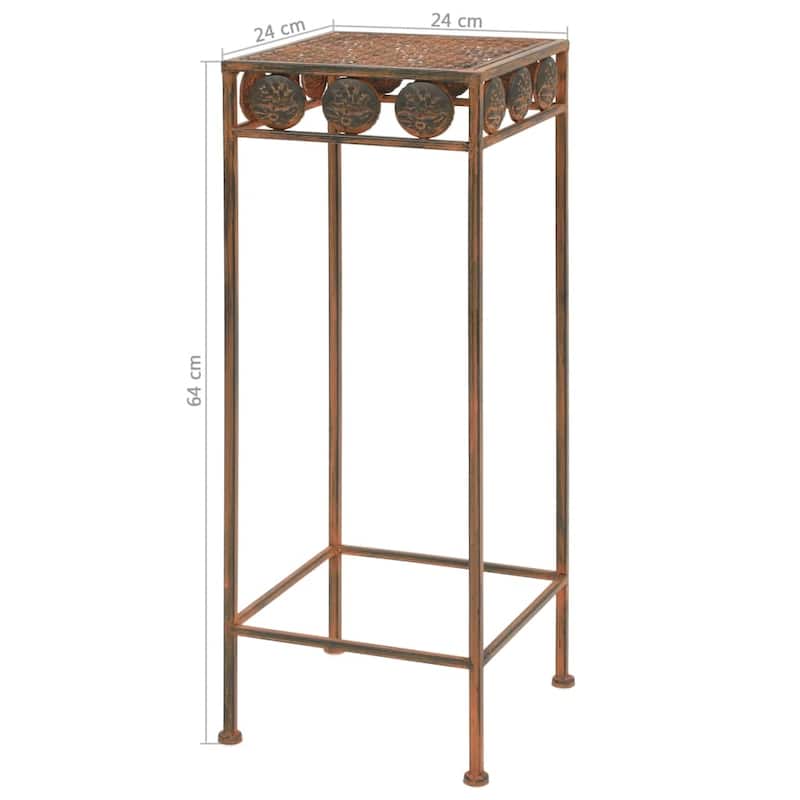 vidaXL Plant Stand Rusty Metal Set of 3 sizes: Large, Medium, Small - 11.0 x 11.0 x 28.0 in.