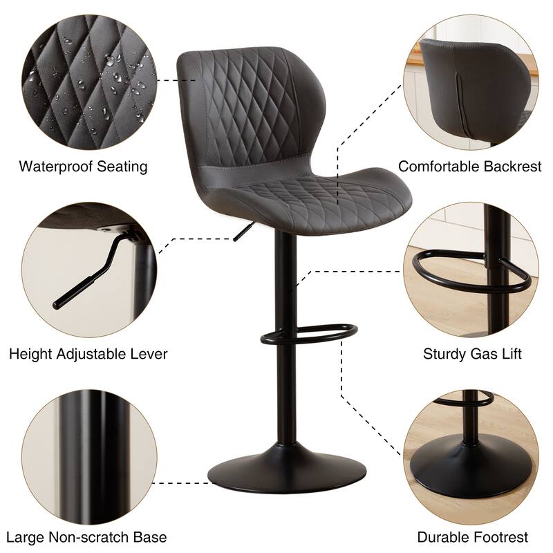 HOMYKA Swivel Adjustable Height Stool Set of 2