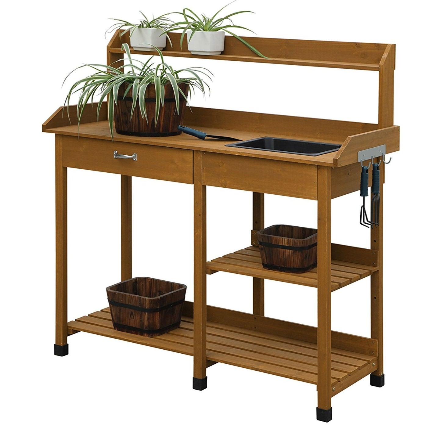 Shop Outdoor Garden Wood Potting Bench Work Table With Sink In