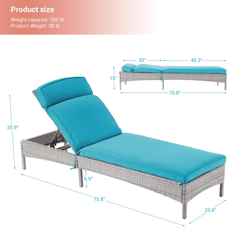 LIVOOSUN Patio Chair Rattan Single Lounge Water-Repellent Cushion