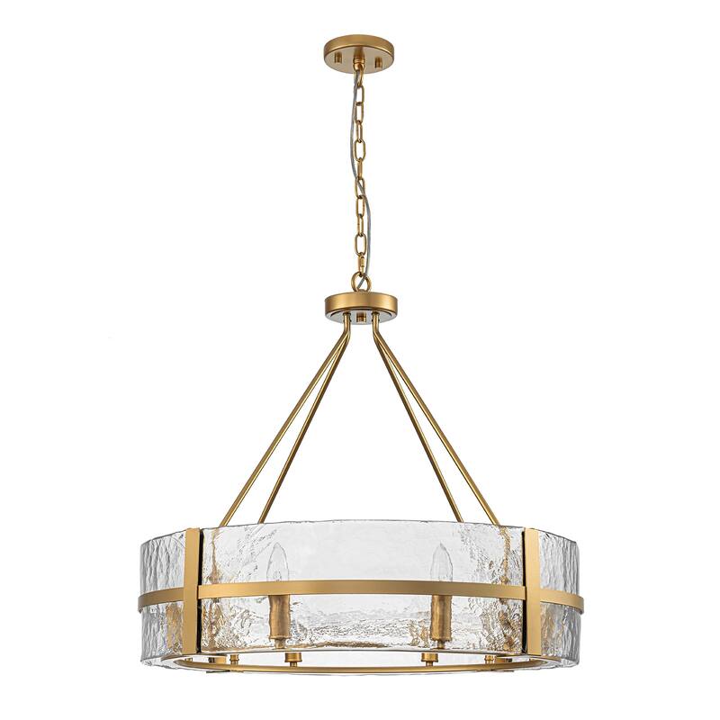 Dimmable Large Drum Glass Chandelier for Dining Room High Ceiling Living Room