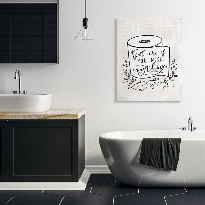 Stupell Bathroom Humor Text Me if You Need Toilet Paper Canvas Wall Art Design By Loni Harris