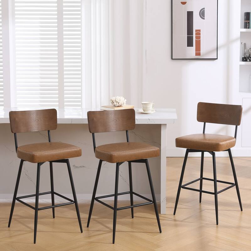 Faux Leather Upholstered Swivel Counter/Bar Stools Set of 2/3/4