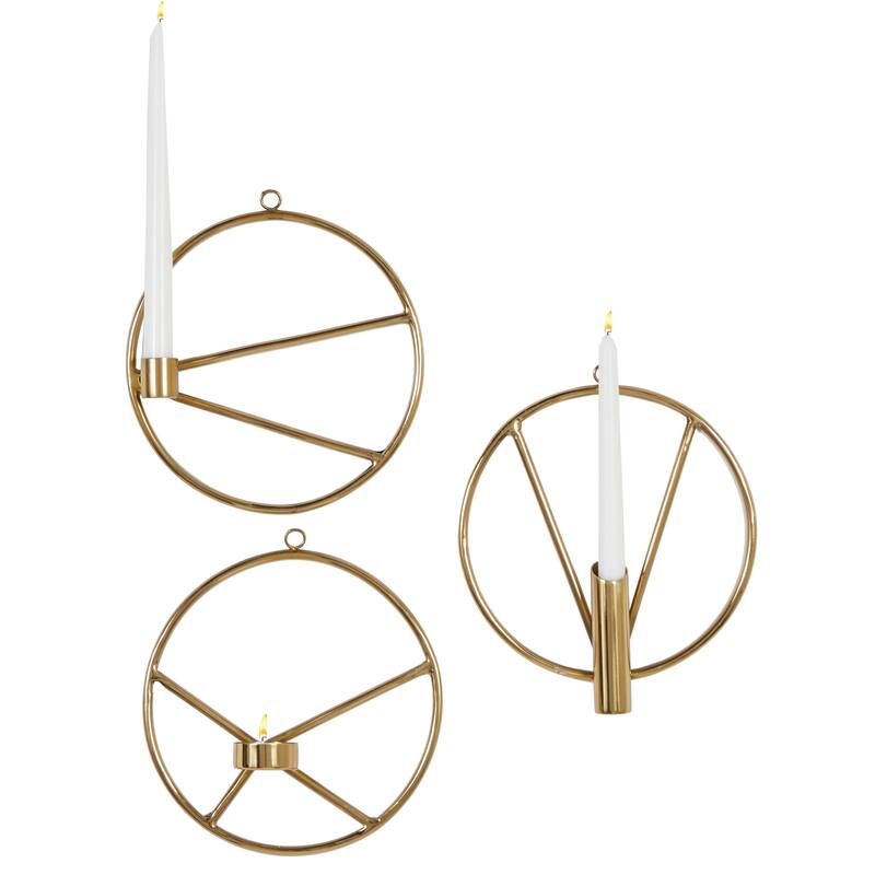 Gold Stainless Steel Modern Wall Sconce (Set of 3) - S/3 8"W, 8"H