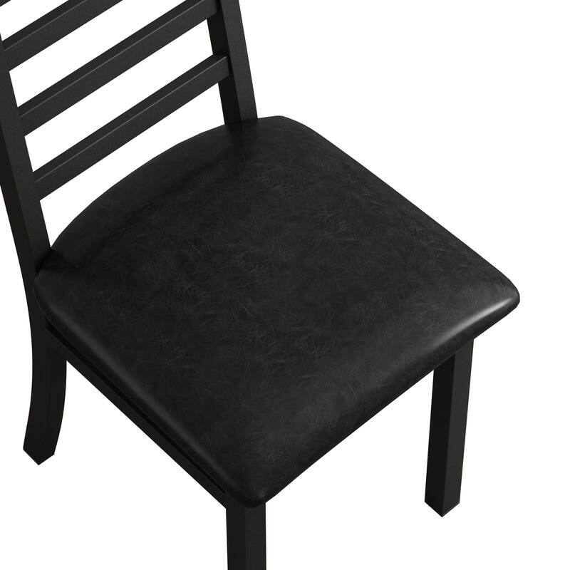 Metal Dining Chairs Set of 2 w/ Steel Legs & PU Leather Seats High Back Armless Dining Chairs for Kitchen Living Room - Black