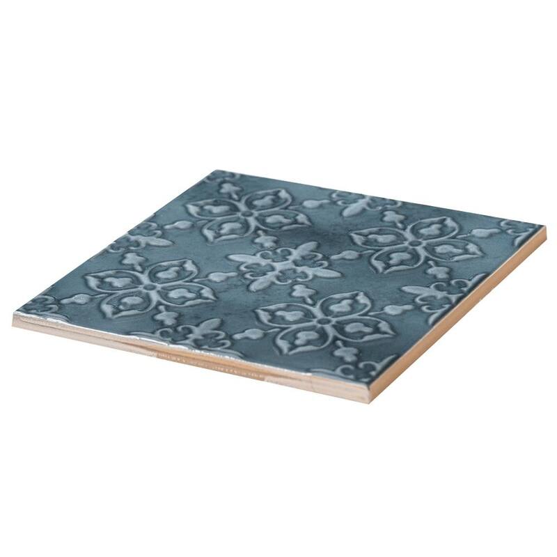 Coat of Arms 5.9x5.9 Azul Glossy Textured Polished Ceramic Wall Tile