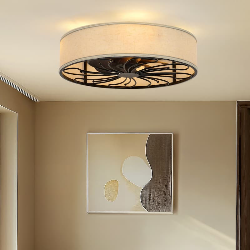 20-Inch Indoor Black Low Profile Cage Ceiling Fan - 20 Inches