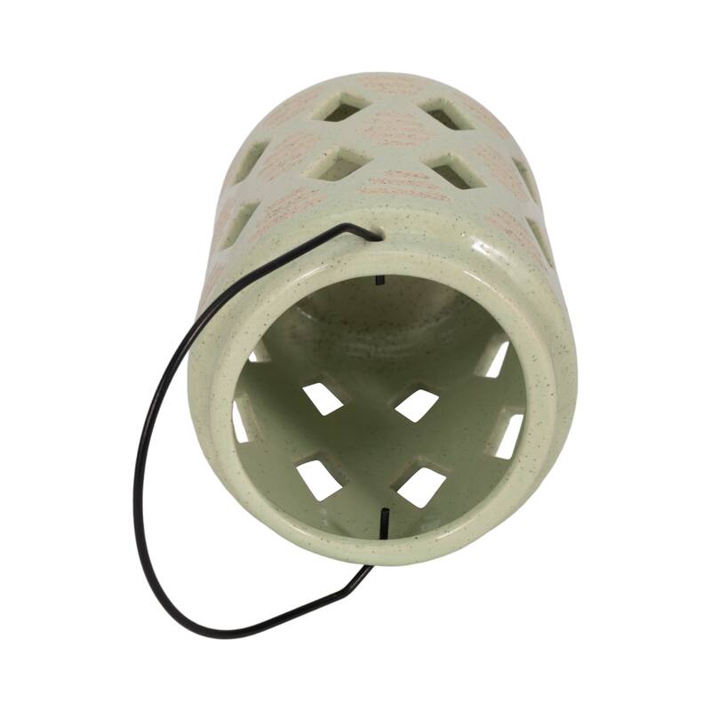 Sagebrook Home Ceramic Diamond Cut Out Lantern