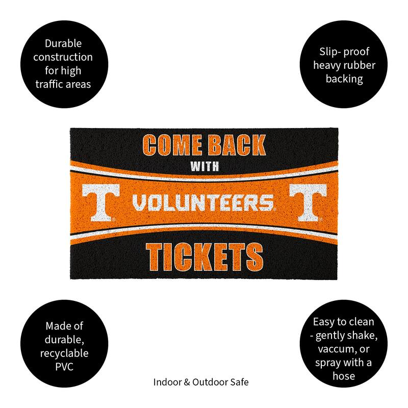 University of Tennessee 28 in. x 16 in. PVC "Come Back With Tickets" Trapper Door Mat