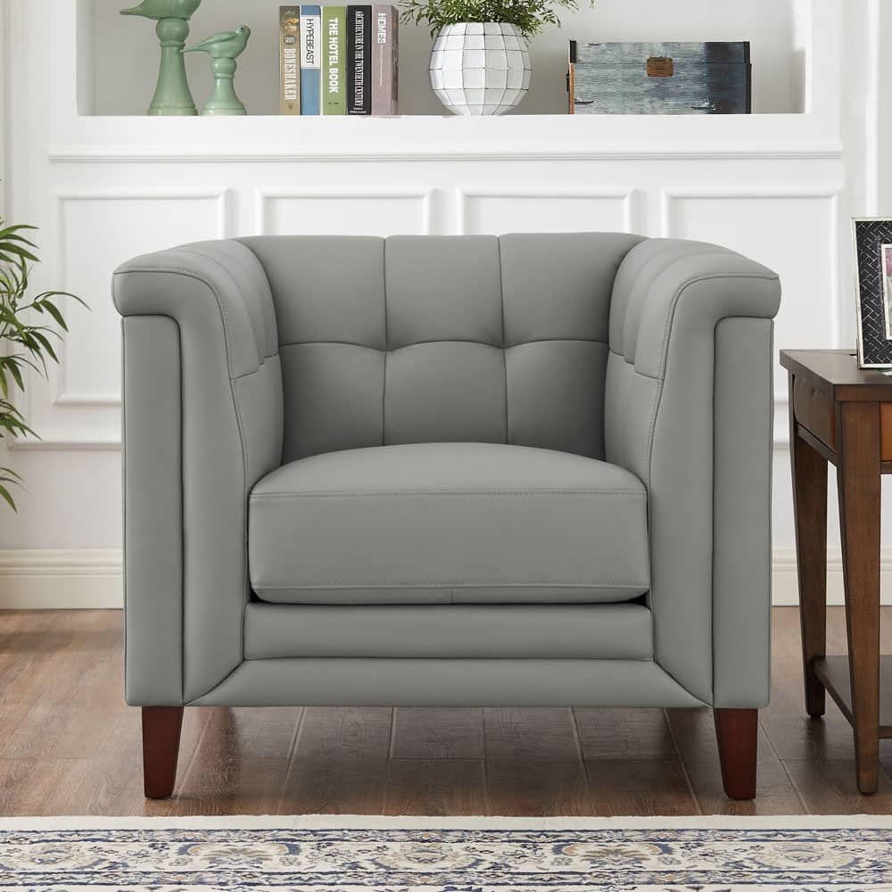 Hydeline Arvo Top Grain Leather Chair with Feather, Memory Foam and Springs