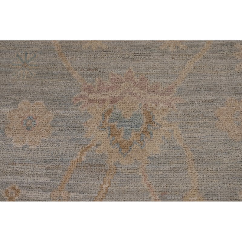 Vegetable Dye Oushak Turkish Runner Rug Handmade Floral Wool Carpet - 3'1"x 11'6"