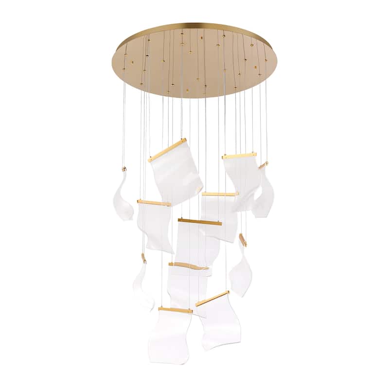 Rinkle Led Acrylic Leaf Multi Pendant Lamp Stairway Chandelier 12 Lights