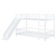 preview thumbnail 57 of 70, Metal Bunk Bed with Slide and Door, Twin Over Twin/Full Over Full Low Bunk Bedframe with Fence Guardrails and Ladder for 2 Kids