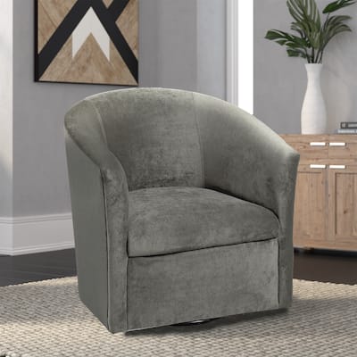 Microfiber Upholstered Swivel Chair W/ Hardwood Frame & Swivel Base