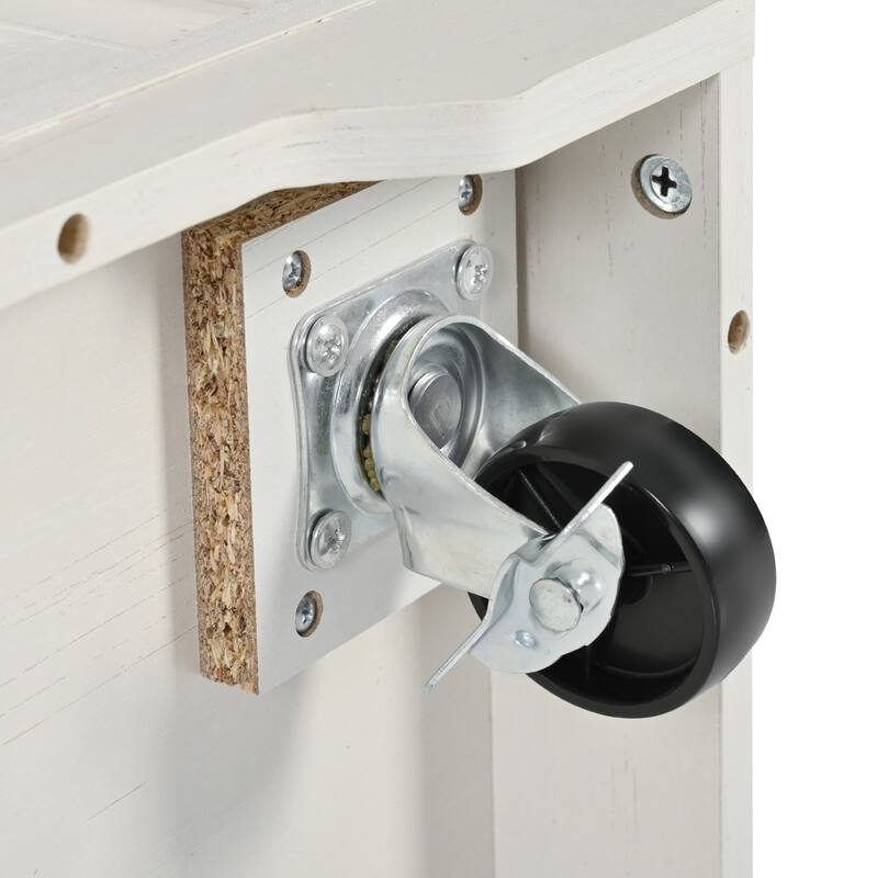 53.7'' Particle Board Farmhouse Kitchen Island with Power Outlet, Drop Leaf, Spice Rack, Rolling Wheels and Drawers