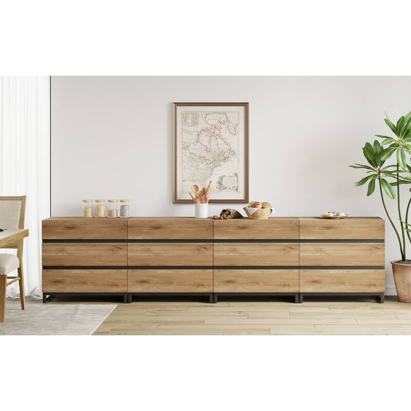 WAMPAT 4 in 1 Multifunctional Sideboard Buffet Cabinets, Modern Sideboard with 12 Drawers, Accent Storage Cabinet Table