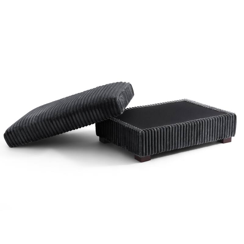 41" W Plush Corduroy Upholstered Rectangular Ottoman