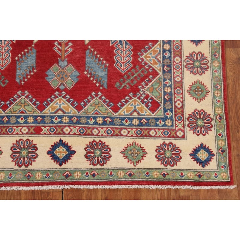Red Traditional Kazak Oriental Area Rug Handmade Wool Carpet - 5'3" x 6'5"