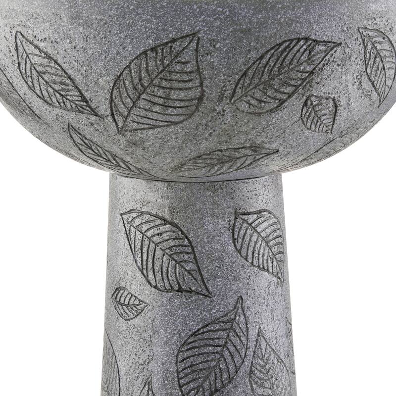 Glitzhome 27.5"H Two Birds Embossed Ceramic LED Birdbath Patio Outdoor Fountain