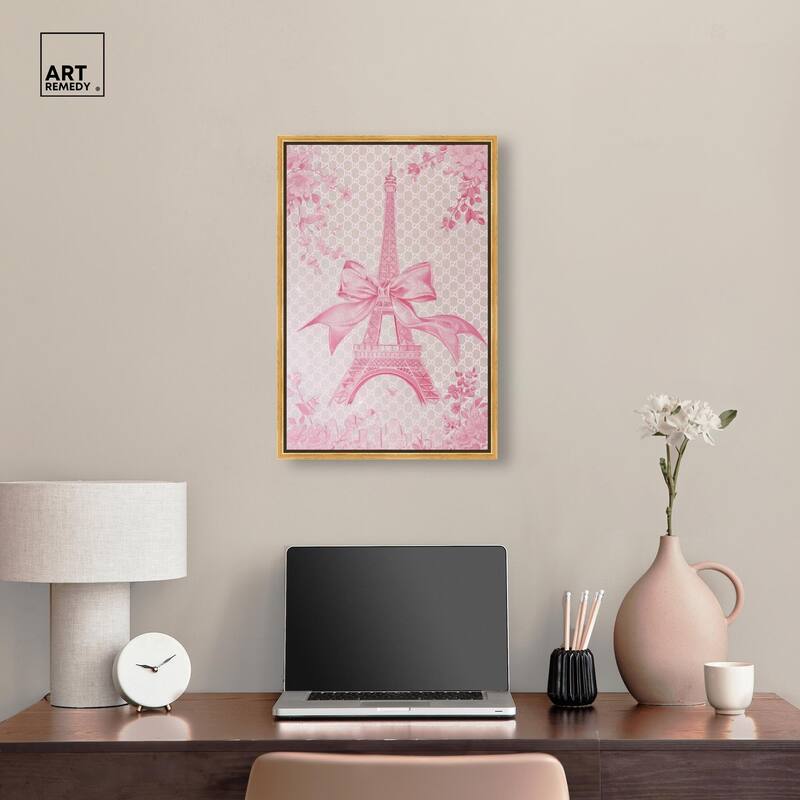 Ribbon Eiffel Tower Canvas by Art Remedy