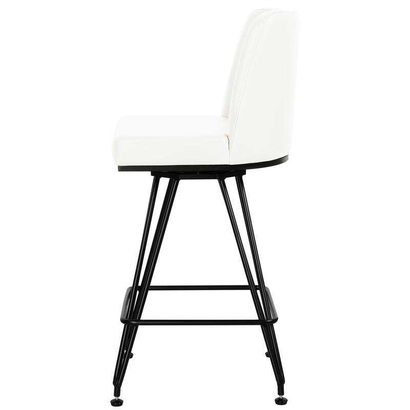 26" Leather/Velvet Swivel Counter Height Bar Stools - 38.2"H x 17.7"W x 19.1"D