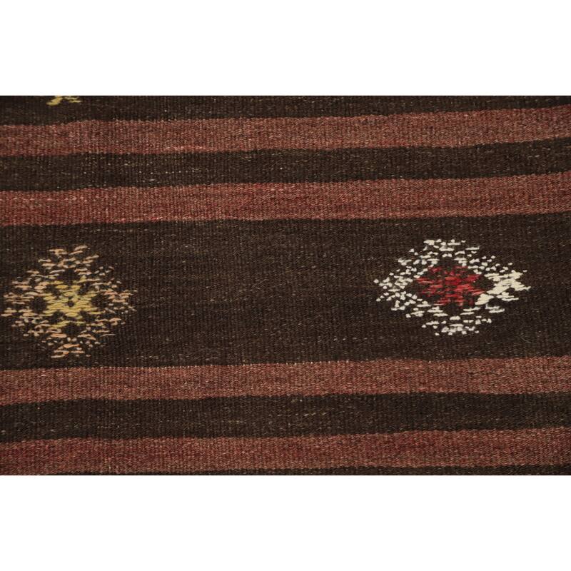 Hand Woven Oriental 100% Wool Carpet Southwestern Tribal Brown Kilim Area Rug - 9' 7'' X 5' 8''