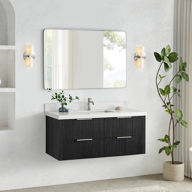 Barcelona Floating Bath Vanity with Quartz Stone Top without Mirror