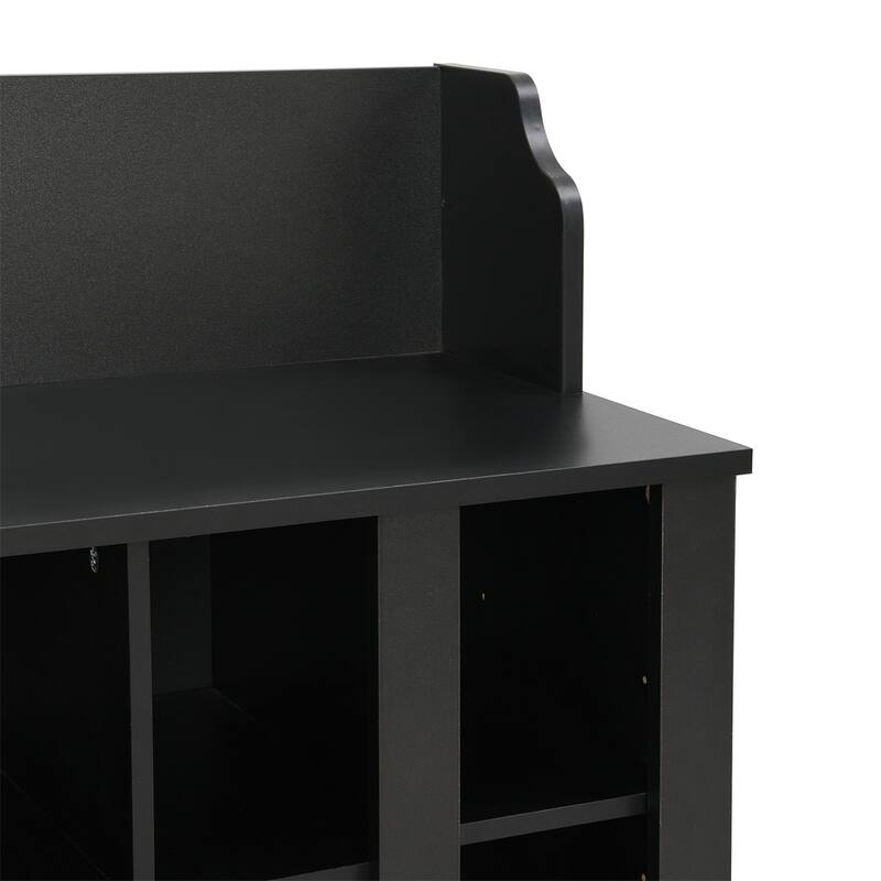 Shoe Storage Bench with Shelves and 4 Hooks, Wall Mounted Coat Rack