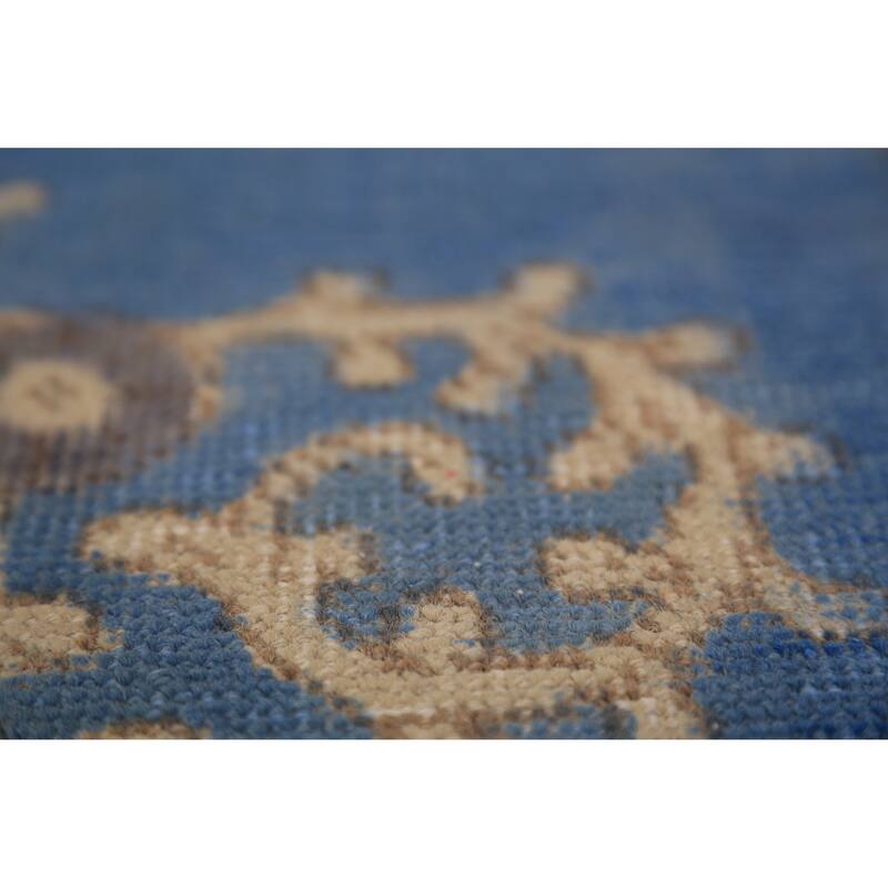 Blue Traditional Tabriz Persian Rug Hand-Knotted Wool Carpet - 9'4"x 12'7"
