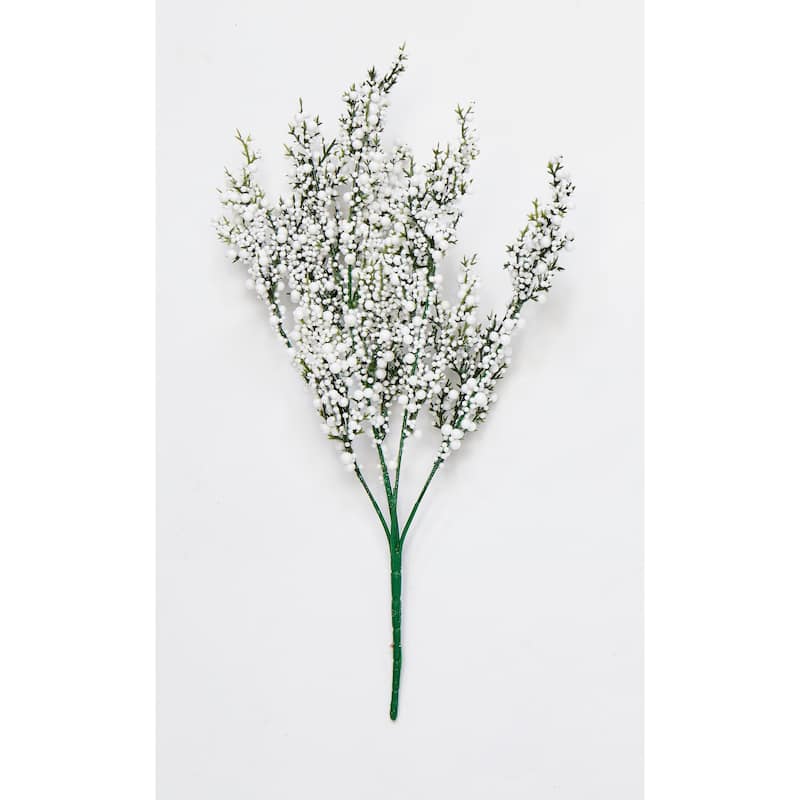 15" Christmas Glittered White Berry Bush, Set of 6 - 15