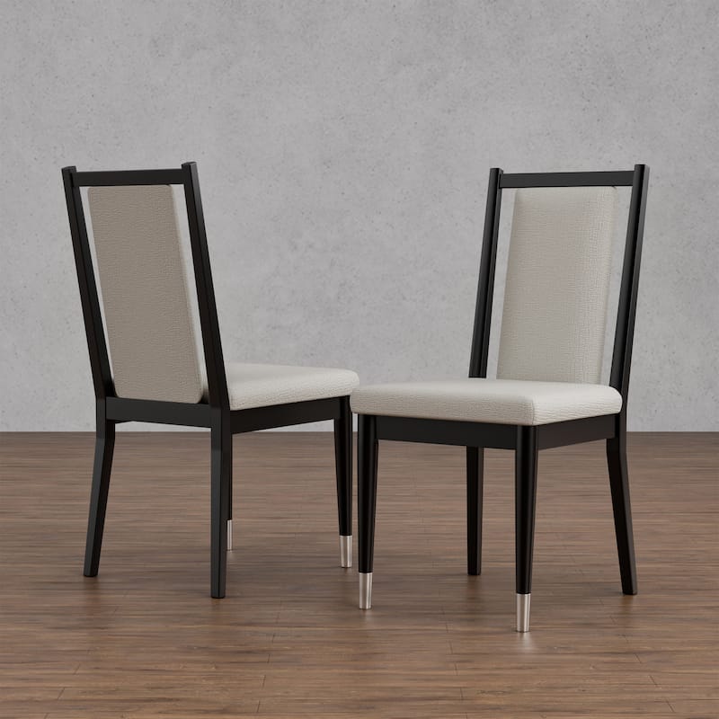 Furniture of America Kalor Modern Black and White Chenille Dining Chairs (Set of 2) - Black/White
