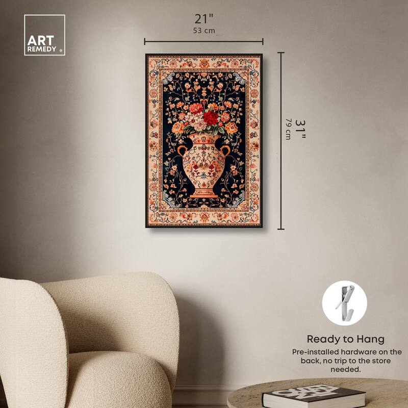 Persian Vase and Flowers Canvas by Art Remedy