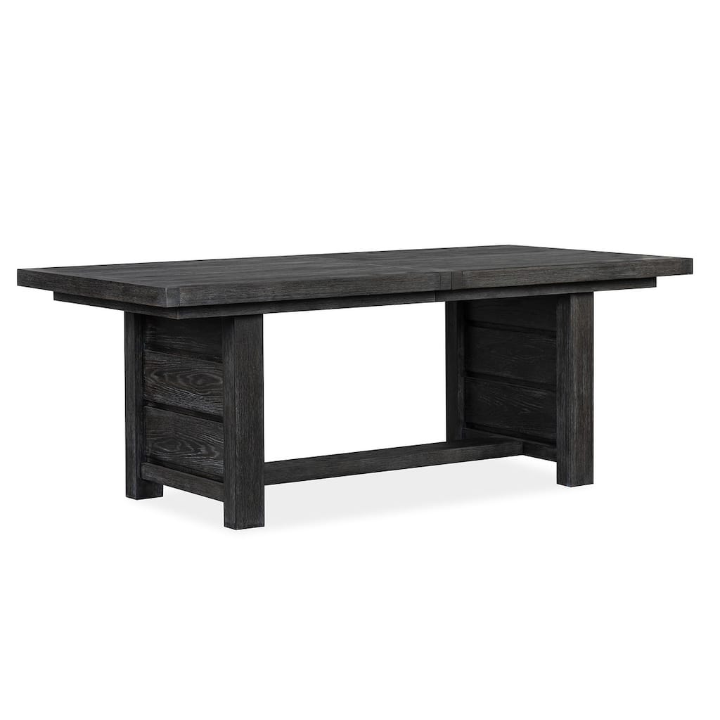 Magnussen Home Plum Creek Ravenwood Black Extendable Trestle Dining Table - 40''W x 80''D x 30''H