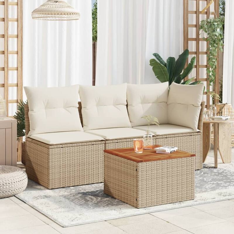 vidaXL Patio Table Outdoor Garden Firniture Side Tea Coffee Table Poly Rattan - 21.7 x 21.7 x 14.6 in